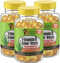 Sunshine Naturals Vitamin E and Aloe Vera Moisturizer. Hydrating Formula for Dry Skin, Soothing Relief, Nourishment, and Skin Elasticity. Promotes Soft, and Healthy-Looking Skin. 60 Vials. Pack of 3