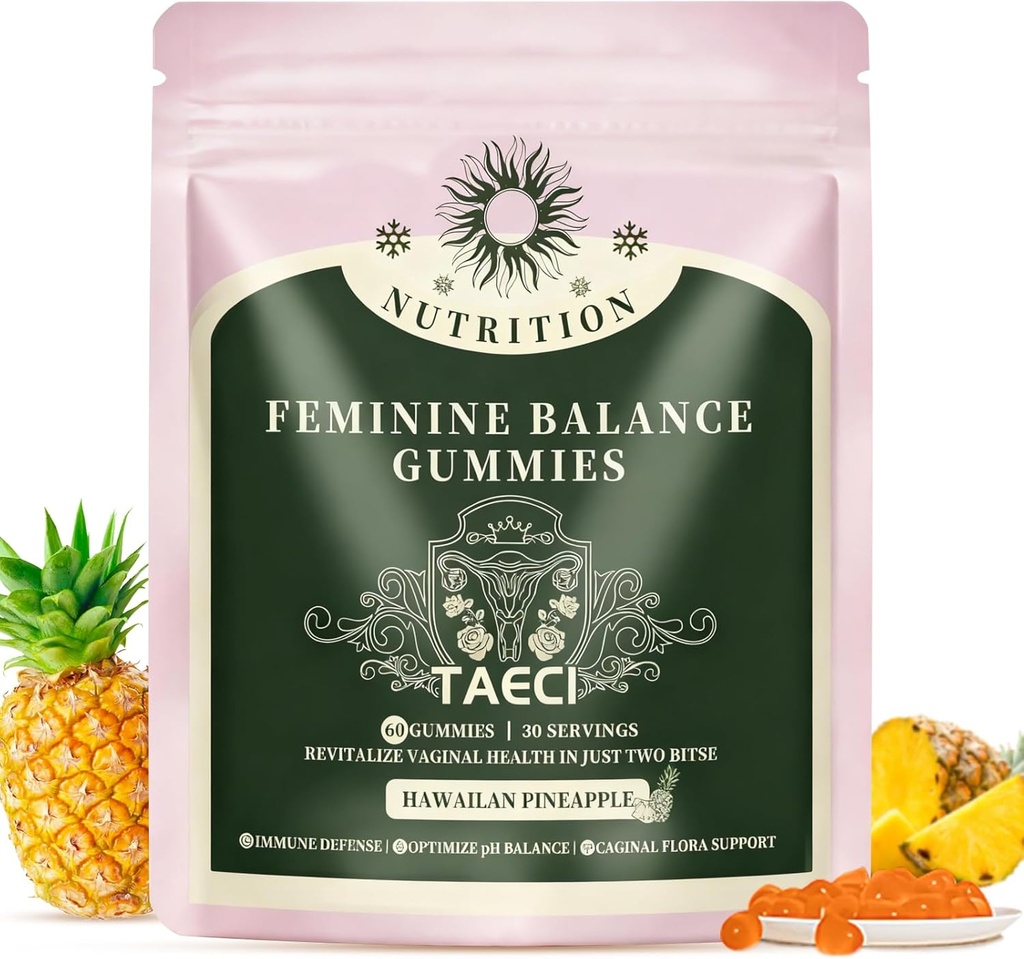 Feminine Balance Gummies for Women – Probiyotik & pH Support – Hawaiian Pineapple Flavor – Daily Wellness Supplement – Vegan, Gluten-Free – Count 60, 30 Hizmet