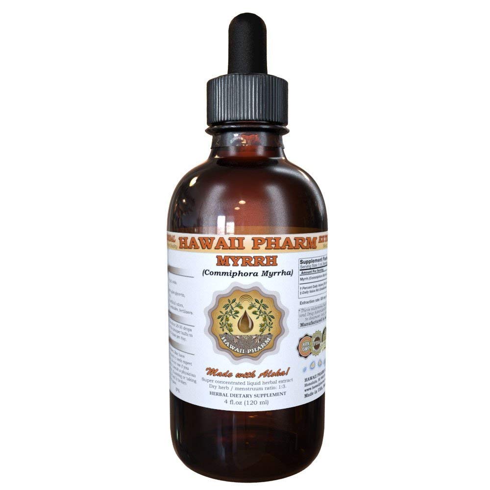 Hawaii Pharm Myrrh Liquid Extract, Organic Myrrh (Commiphora myrrha) Βαφή βοτάνων συμπλήρωμα, Made in USA, 4 fl.oz