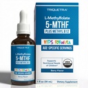 Organik Çocuklar Mefolaj + Me 12 Copha - Organik Berry Flavor, Sublingual Form - 5MTHF Form, Superior Form of Folate - All Ages için Ayarlanabilir - Mood, behavior, Cognition - 1 oz.