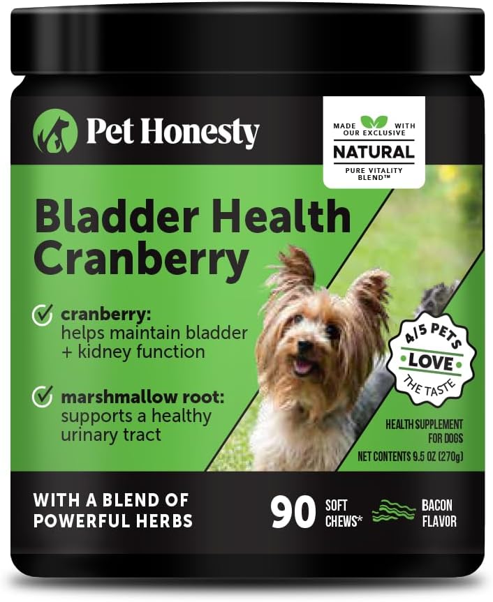 Cranberry Köpekler için Sağlık - Aktif Malzemeler - Cranberry & D-Mannose Dog Urinary Tract Health, Dog Bladder Support, & Kidney Support for Dogs (Bacon)