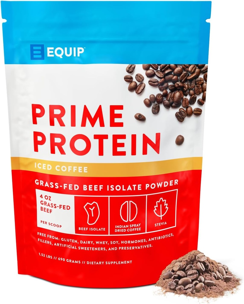 Equip Gıdaları Prime Protein Toz | Temiz, Grass Fed sığır proteini | Carnivore Protein Isolate | Paleo, Keto Friendly, Gluten & Dairy Free | Build & Tamir Tound | 30 Hizmet, Buzlu Kahve