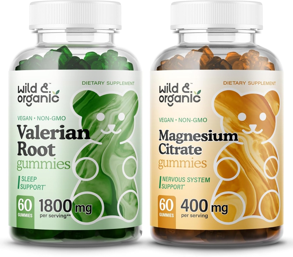 Wild & Organic Valerian Root Gummies & Magnezyum Citrate Gummies &