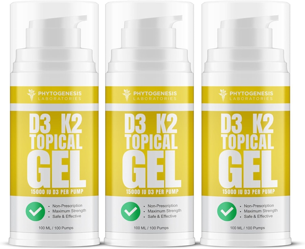 D3 Vitamin K2 En Güçlü Topical Gel - 15000+ I Per Pump - The Sunshine Vitamin - Immune Support - One Moon Supply