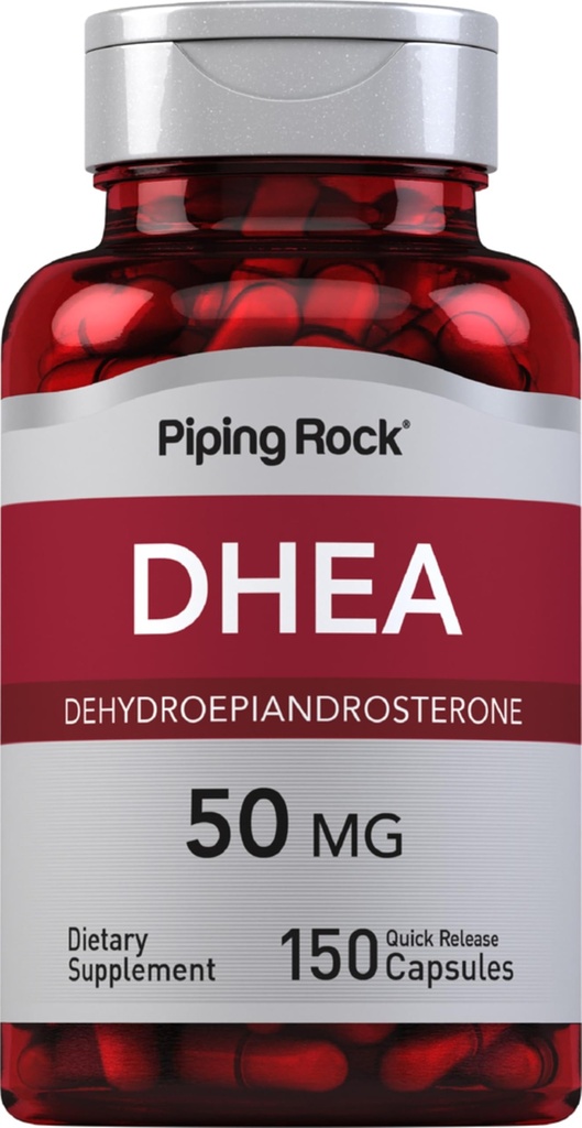 Piping Rock DHEA 50 mg | 150 Capsules | Erkekler ve Kadınlar | Dehidrepiandrosterone Supplement | Non-GMO, Gluten Free