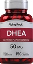 Piping Rock DHEA 50 mg | 150 Capsules | Erkekler ve Kadınlar | Dehidrepiandrosterone Supplement | Non-GMO, Gluten Free