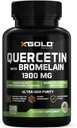 Quercetin + Bromelain 1,300 mg - Quercetin:% 95 - Yüksek Lisanslı ve Yüksek Lisanslı Biyo kullanılabilir Plus Bromelain 2,400 GDU /g - ABD'de Yap | 120 Caps