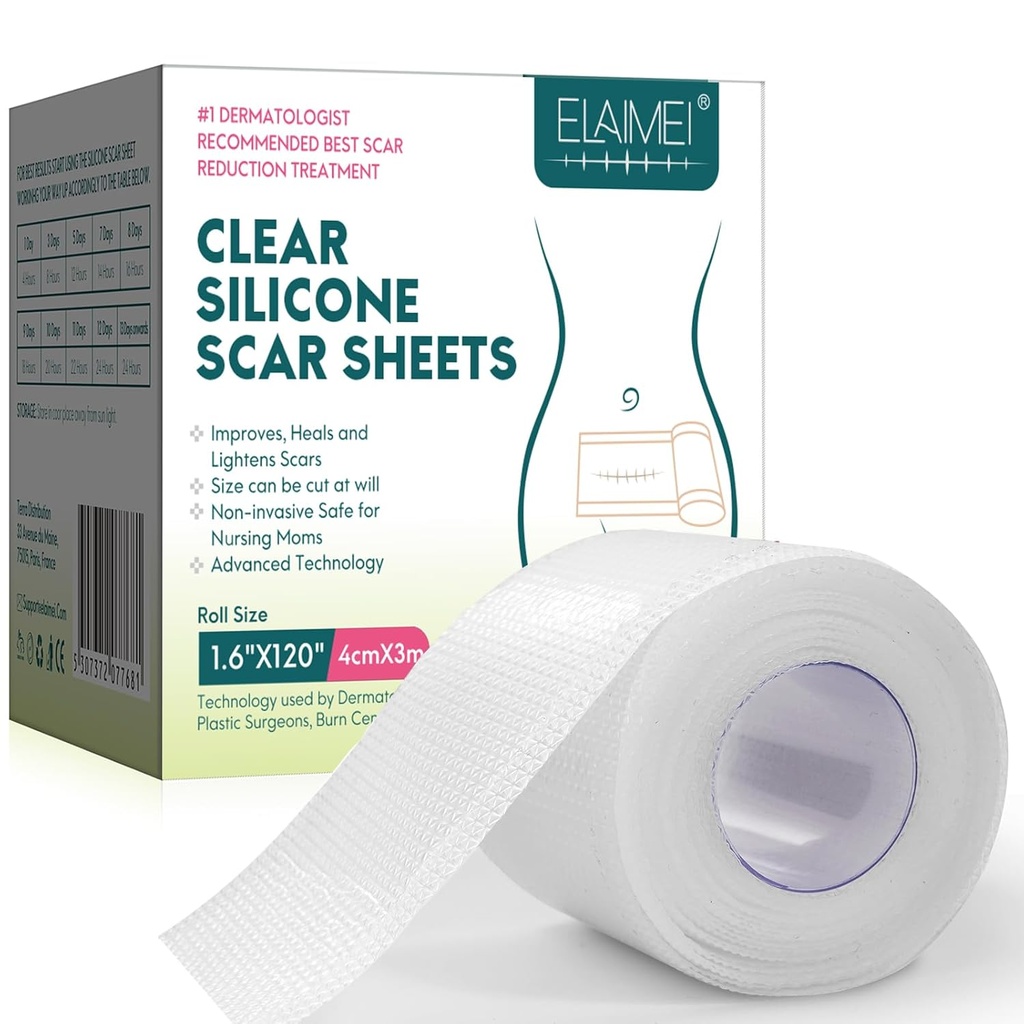 Silikon Scar Sheets, Clear Silikon Gel Scar Sheets, Invisible Scar Bant(1.6) x 120"Roll-3M), Cerrahi Silahlar, Tıbbi Not, C-Section için Yaratlar, Meme, Keloid et.