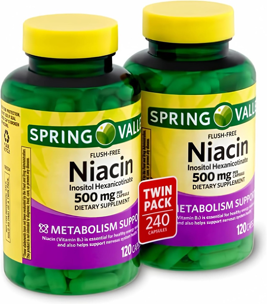 Spring Valley - Flush Free Niacin (B-3) 500 mg, 240 Capsules (2 120 Şişe)