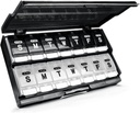 Extra Large Weekly Pill Organizer 2 φορές την ημέρα - Remtise Am/Pm Daily Pill Case Organizer, Push Button 7 Day Pill Box για χάπια / Vitamin / Cod Liver Oil / Συμπληρωματικά (Μαύρο & Λευκό)