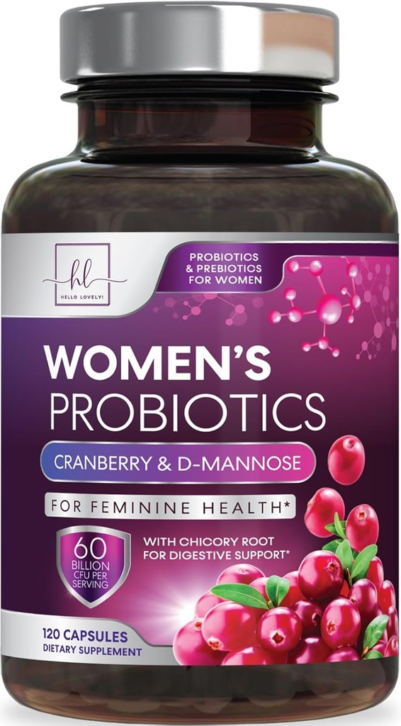 Probiotics for Women Digestive Health Support - 60 δισεκατομμύρια CFU Γυναικεία προβιοτικά, 16 στεφάνες, για ισορροπία pH, Κολπική υποστήριξη με Cranberry για την υγεία των ούρων, ουρική και ανοσοποιητική υποστήριξη - 120 κάψουλες