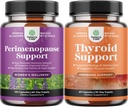 Bundle of Perimenopause Supplement with Maca Root Vitex Berry & Black Cohosh for Hot Flashes Night Sweats Hormone Balance & Mood and Thyroid Support with L Tyrosine Bladderwrack Selenium & Ashwagandha