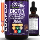 Biotin Liquid Drops Collagen Keratin Hyaluronic Acid Saw Palmetto Saç Skin ve Nails Silica Vitamin A C Vitamin D Wine Turmeric çinko Folate Magnezyum Horsetail LuxGlo Tarafından Clean Nutra