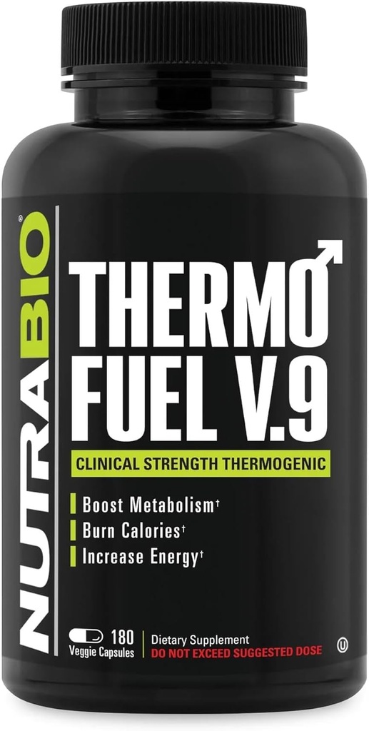 NutraBio ThermoFuel V.9 for Men and Women- Metabolism Booster and Appetite Suppressant-Thermogenic Fat Burner-180 Capsules