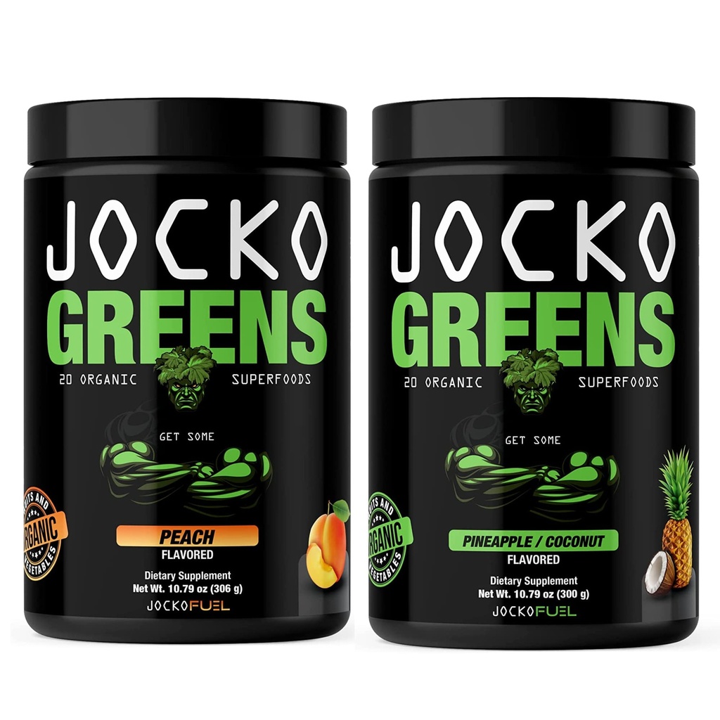 Jocko Yakıt Yeşilleri Toz Paketi - Yeşiller ve Superfood Toz Sağlıklı Yeşil Su - Spirulina, Chlorella, Digestive Enzymes, & Probiyotiks - 60 Hizmet