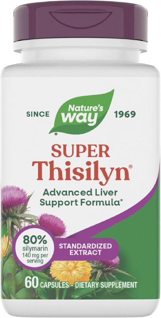 Nature's Way Super Thisilyn Advanced Liver Support Formula*, Liver Function Support*, with Milk Thistle Extract, Gluten-Free, 60 Capsules (Packaging May Vary)