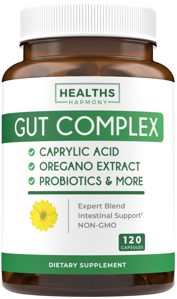 Candida Support (120 Capsules) - Caprylic Acid, Oregano Oil & Probiyotikler Zaten Normal Düzeyleri Yeast ve Candida - Vegetarian, Non-GMO Intestinal Supplement - Gut Cleanse (Nols)