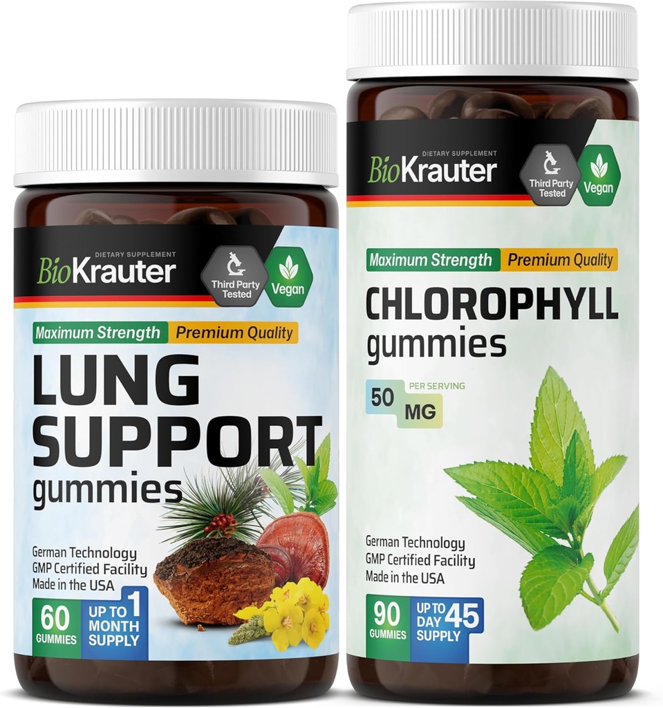 BIO KRAUTER Lung Destek 60 Gummies & Chlorophyll 90 Gummies