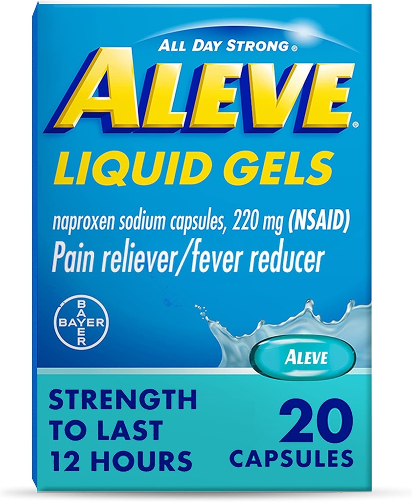 Aleve Ağrı Reliever & Ateşleme Sıvı Gels, Naproxen sodyum, Pain Relief, 20 Count