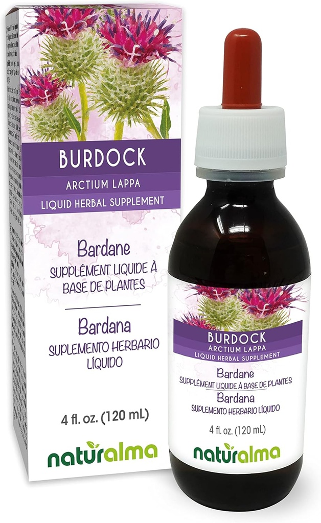 Naturalma Burdock (Arctium lapa) Root and herb Alkol Özgür Tincture - 4 fl oz Sıvı Ekstraksiyon - Herbal Supplement - Vegan