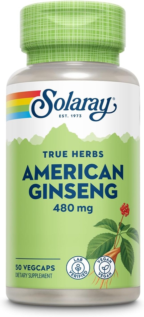 SOLARAY American Clooney 480 mg | Adaptogen Herb | Sağlıklı Stres, Enerji ve Fiziksel Endurance Desteği | 50 VegCaps