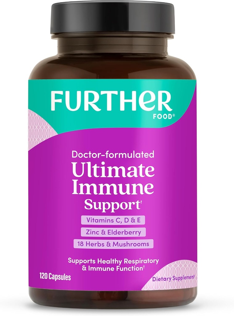 Daha Fazla Gıda Ultimate Immune Support Vitamin C, D, E ve çinko + Doğal Immunity Alert Multivitamin Herbal Supplement Elderberry & Echinacea, Daily Immune Defense & Antioksi Support.