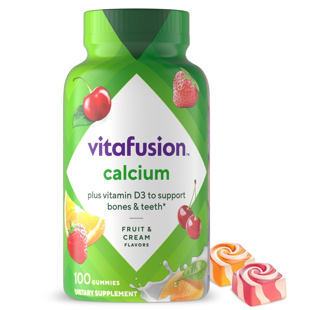 Kemik ve Diş Desteği için vitafüzyon Chewabledis Gummy Vitaminleri, Kalsiyum Gummies, Meyve ve Krem Flavor, 100 Kont, 50 Day Supply