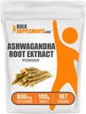 BulkSupplements.com Ashwagandha Root Extract Toz - Ashwagandha Supplement, Herbal Supplement - Vegan & Gluten Free, hizmet başına 600 mg, 100g (3.5 oz) (Paket 1)