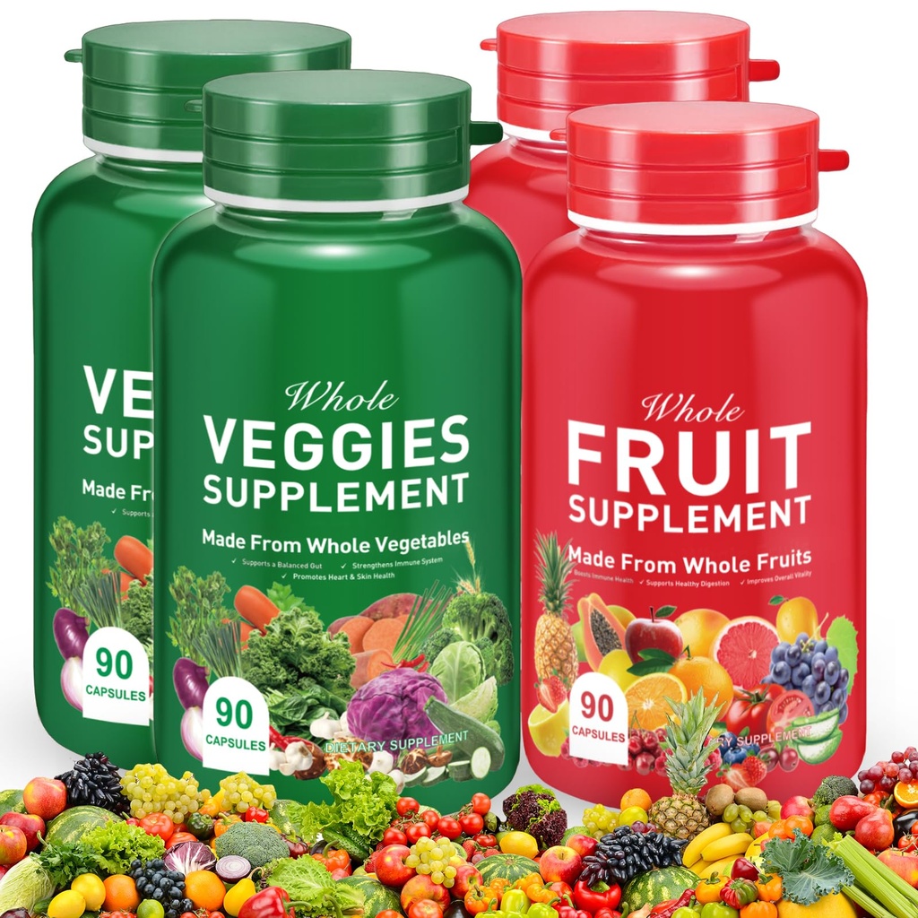 Meyve ve Sebzeler Capsules - 100% Tüm Doğal Meyveler ve Veggies Supplements - Vitaminler Tamam Diyetsel Beslenme Denge, Gıda Tamam Malzemeler Bağışlanmış Vitamin & Mineral