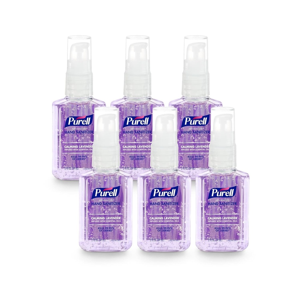 Purell Advanced Hand Sanitizer Gel Essential Oils, Calming Lavender, 2 fl oz Travel-Size Pump Şişe ( Bor 6), 3905-04-EC