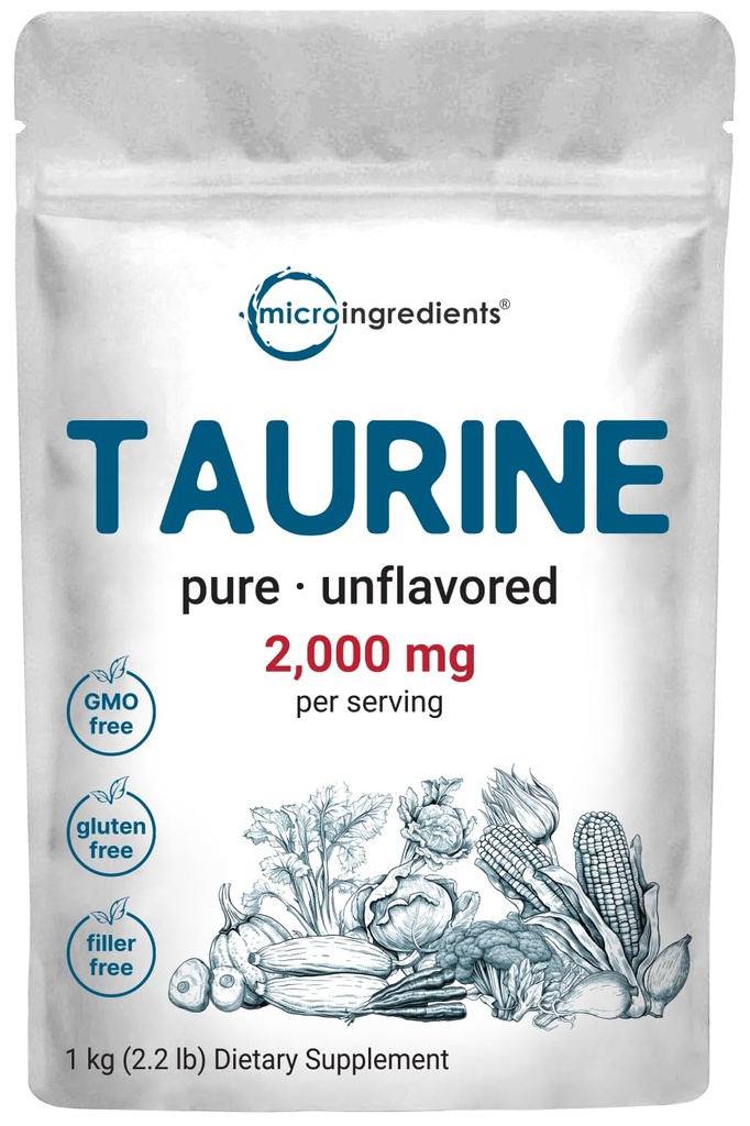 Mikro Malzemeler Taurine Toz Tamam | 1 KG, 2000mg Per | Unflavored | 100% Saf, Kolay Absorbed Ücretsiz Form | Egzersiz, Enerji ve Kalp Desteği
