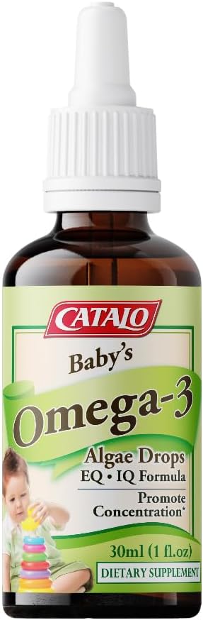 Συμπληρώματα Algae Omega-3 DHA του CATALO Baby’s Algae με DHA & EPA, Υγρή Φόρμουλα για Βρέφη, Τοντωτές & Παιδιά, Σταγονόμετρο Γυάλινο, 2x 30ml