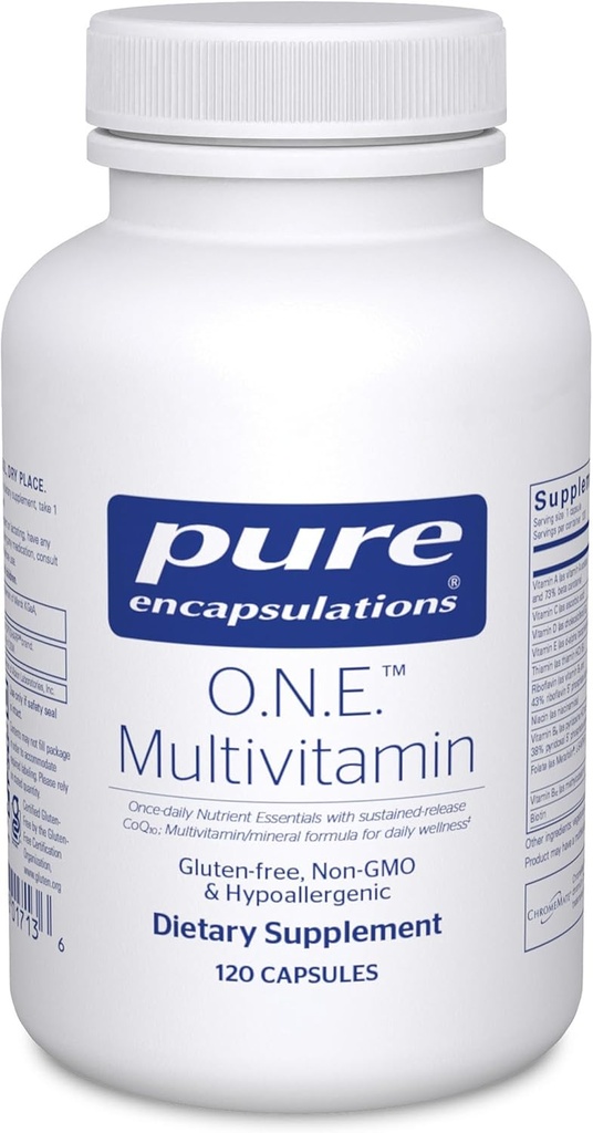 Pure Encapsulations O.N.E. Multivitamin - Once Daily Multivitamin with Antioksik Metafolin, CoQ10, and Lutein to Support Vision, Cognitive Function, and Cellular Health * - 120 Capsules