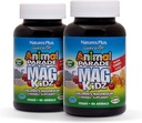 NaturesPlus Ζωική Παρέλαση MagKidz, Φυσικό άρωμα κερασιού - 90 Ζωικό σχήμα, Μασώμενα δισκία - Συσκευασία των 2 - Οστών & μυών Υγεία Υποστήριξη - Μη-ΓΤΟ, Vegan, Χωρίς γλουτένη, Χωρίς ζάχαρη - 90 Σύνολο Σερβιέτες