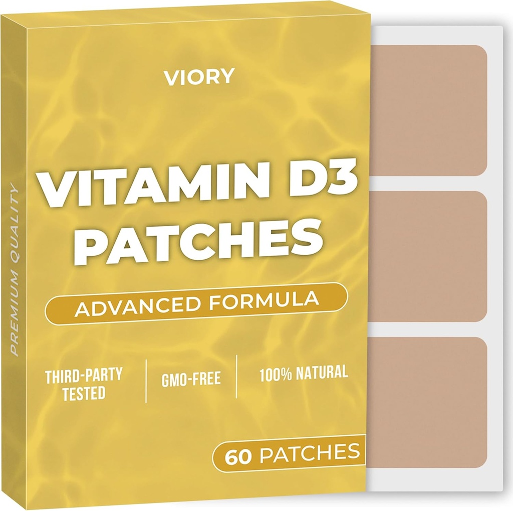 D3 Patches (Pack of 60) - 100% φυσικό D Patch για γυναίκες και άνδρες - με ασβέστιο, μαγνήσιο, K2 - ανοσοποιητική & υποστήριξη σώματος - Ενισχυμένη Φόρμουλα