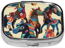 Renkli Cartoon Horse Bas Square Pill Organizer 2 Karşılaştırmalı, Portatif Mini Pill Box Pill Tıp, Vitamin, Fish Oil, Supplements