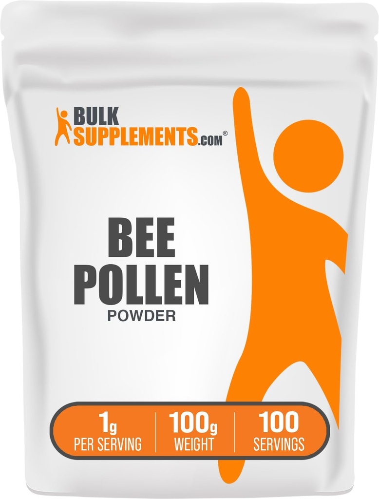 BulkSupplements.com Bee Pollen Toz - Superfood Supplement, Bee Pollen Supplement, for Immune Support - Gluten Free, 1g per Service, 100g (3.5 oz) (Pack of 1)