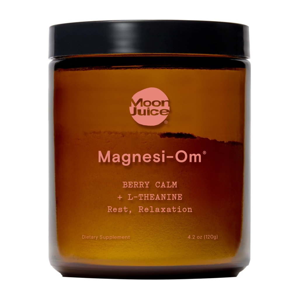 Moon Juice Magnesi-Om Magnezyum Toz Supplement - Chelated Kompleks + L-Theanine Mix for Rest, Relaxation & Regularity - Vegan, Non-GMO & No Sugar, Berry, 4 oz, 30 Sevings