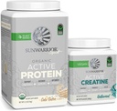 Sunwarrior Vegan Protein Toz USDA Organik | 20 Servisler Kek Batter Flavored & Kretine Monohidrat Toz | 60 Unflavoreded