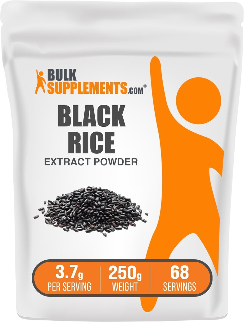 BulkSupplements.com Black Rice Extract Toz - Black Rice Toz, Gluten Free Supplement - Unflavored, 3.7g per Service, 250g (8.8 oz) (Pack of 1)