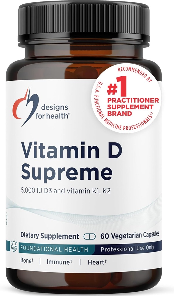 Sağlık A Vitamini için Tasarımlar Yüksek - D 5000 IU ile 2000 A Vitamin K, Bone Health, Heart Health, Mood & Immune Support - D3 GG Supplement ile Geliştirildi (60 Capsules)