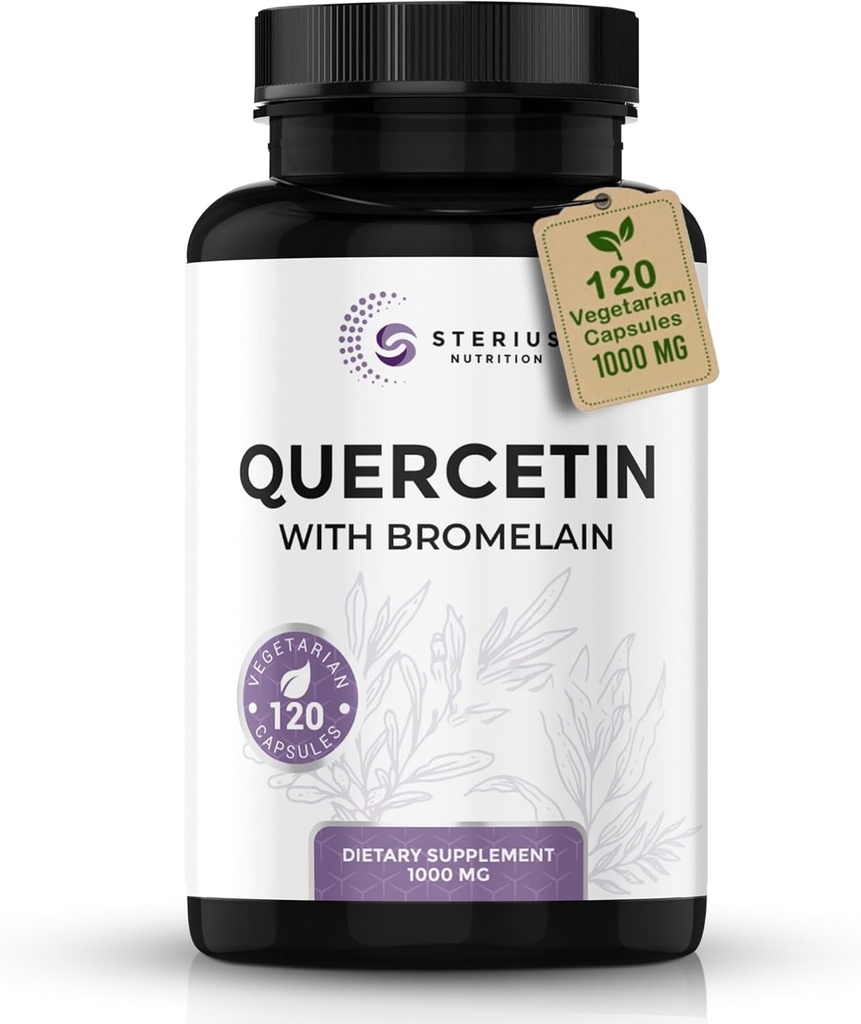 Bromelain (1000 mg hizmet) ile Quercetin - 120 Veggie Capsule Supplement - Erkekler ve Kadınlarda Sağlıklı Immune Fonksiyonlar, Vegan, ABD'de Yapılacaklar