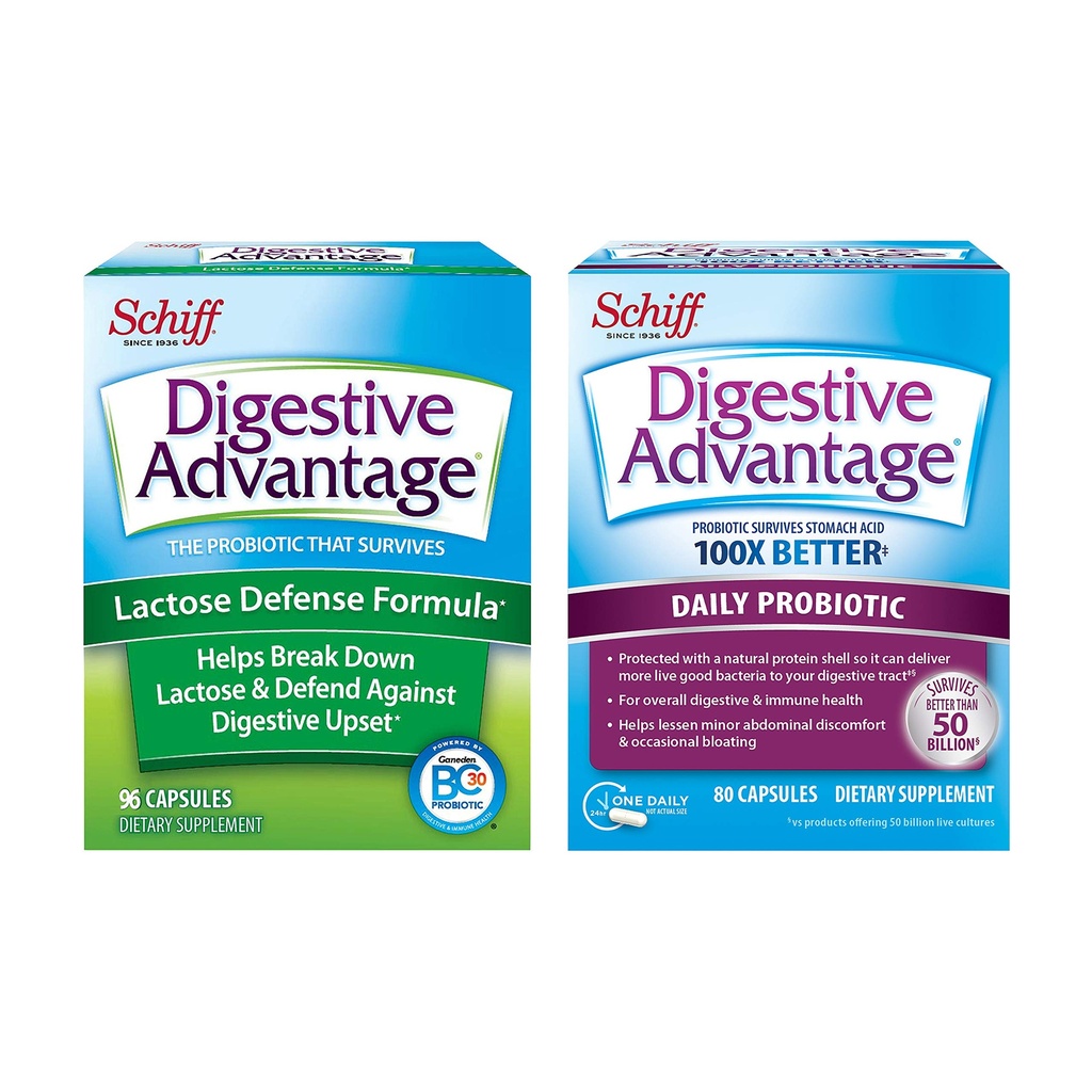 Daily Probiyotik Capsule - Digestive Avantaj 80 Capsules and Lactose Defense Lactase Capsule (96 Capsules)