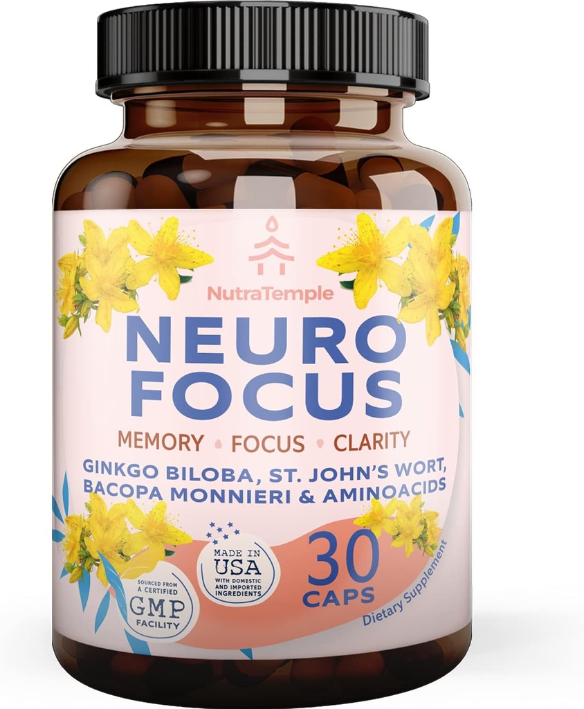 Beyin ATM Gingko Biloba Supplement - Mind, Focus, Memory, Clarity with Bacopa Monnieri, St. Johns Wort - 30 Brain Food Capsules