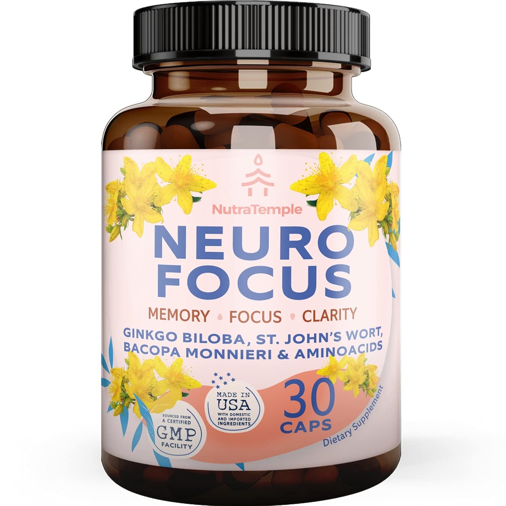 Beyin ATM Gingko Biloba Supplement - Mind, Focus, Memory, Clarity with Bacopa Monnieri, St. Johns Wort - 30 Brain Food Capsules