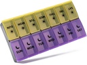 Büyük Pill Organizer 2 Times a Day, Weekly Pill Case, AM PM Pill Box, Day Night Pill Container 7 Day, Vitamin Case Medicine günde iki kez (Yellow & Mor)