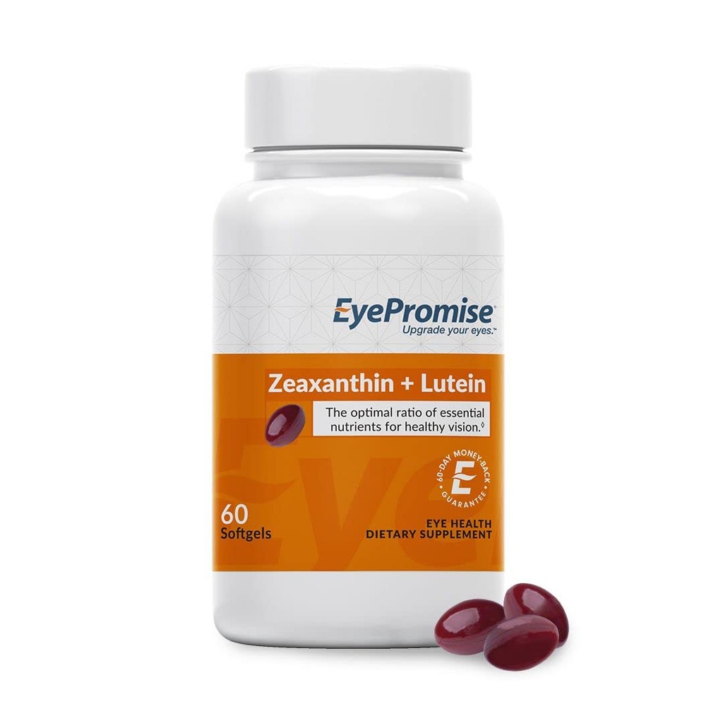 EyePromise Zeaxanthin + Lutein Eye Vitamin - Diyets Including Gluten Free ve Vegetarian için Doğal Malzemelerle Yapılan 60 Softgels Capsules - Your Eye Health Tamamen Koruma ve Geliştirin
