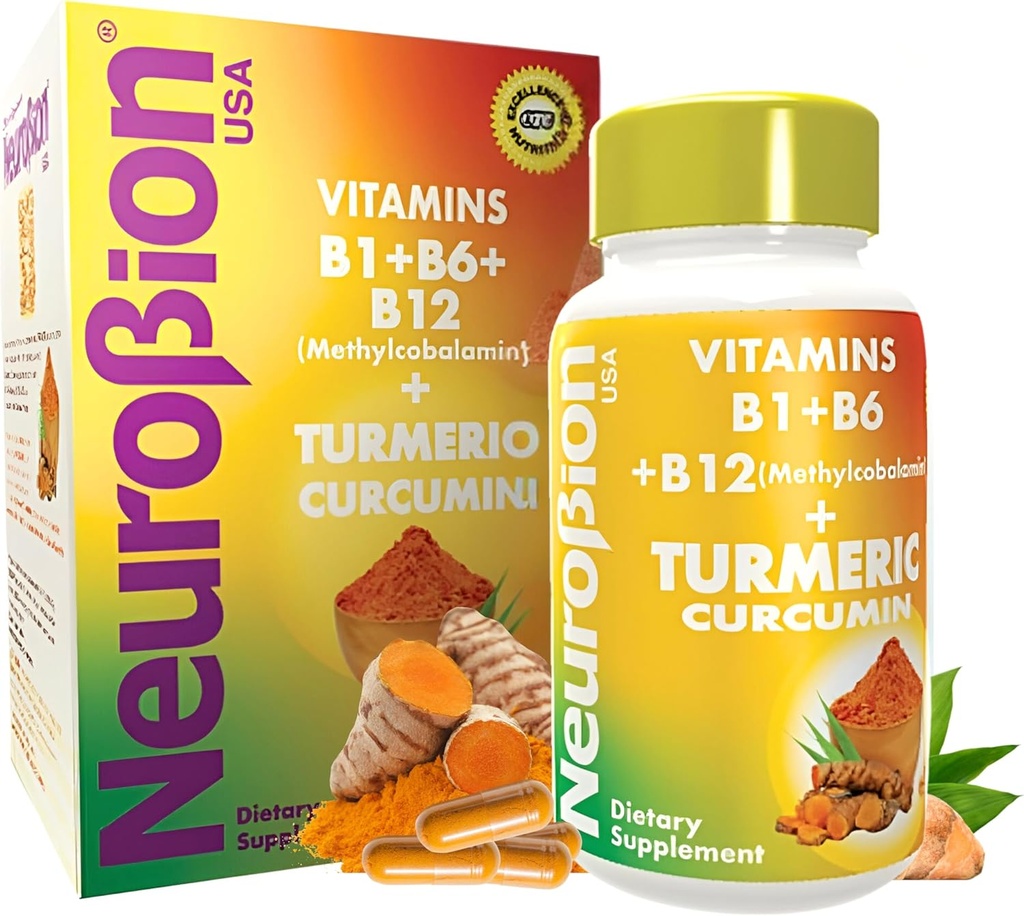 Neurobion Turmeric Curcumin 650 mg συμπλήρωμα βοτάνων για αντιοξειδωτική υποστήριξη, υψηλής απορρόφησης Ultra Poent Turmeric Supplement Multivitamins Complex με B12, 40 κάψουλες