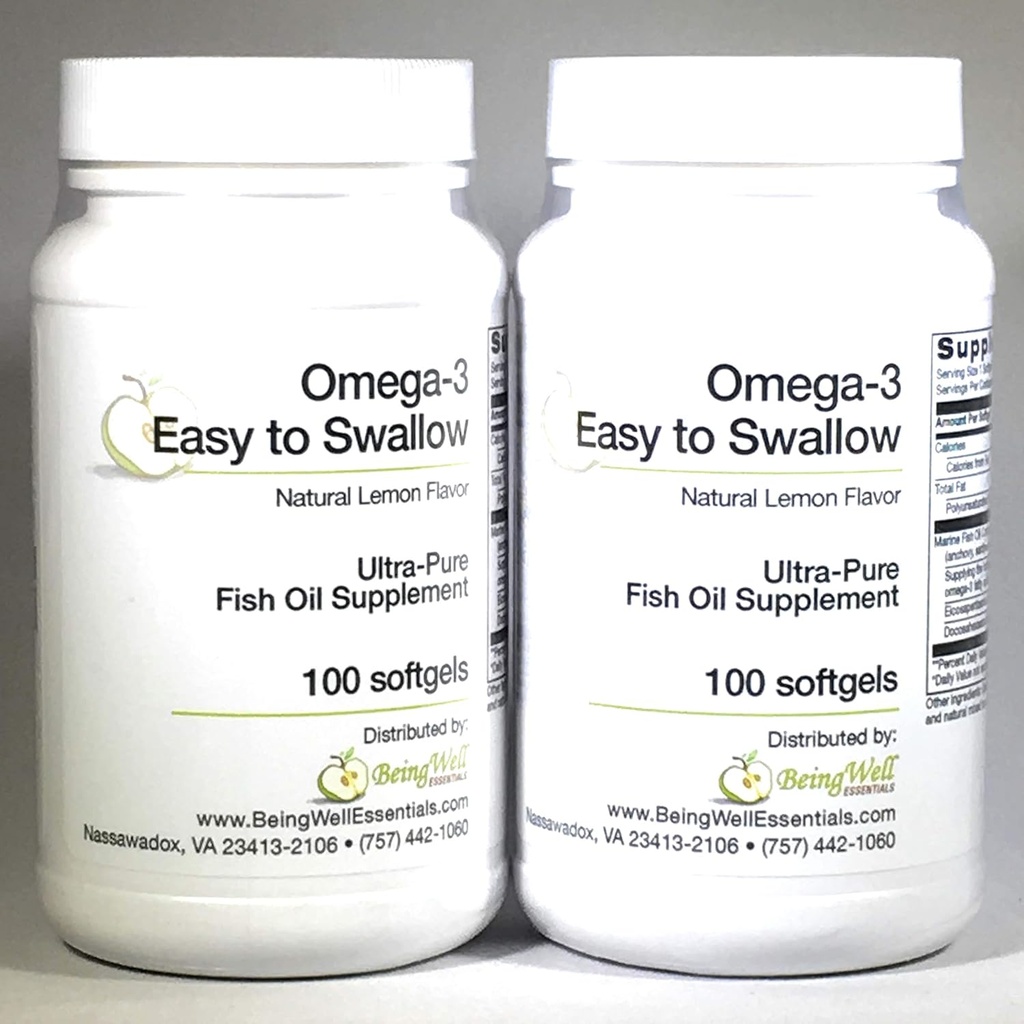 Omega-3 'Swallow' Ultra-pure Fish Oil Supplement Natural Lemon Flavor 200 Softgels Tarafından Omega 3 Easy to Swallow
