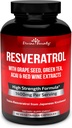 Resveratrol Tamam - 1400 mg Ekstra Kuvvetli Formula, Grape Tohum Üretimi, Yeşil Çay Ekstraksiyonu, Red Wine Extract - 60 Veggie Capsules
